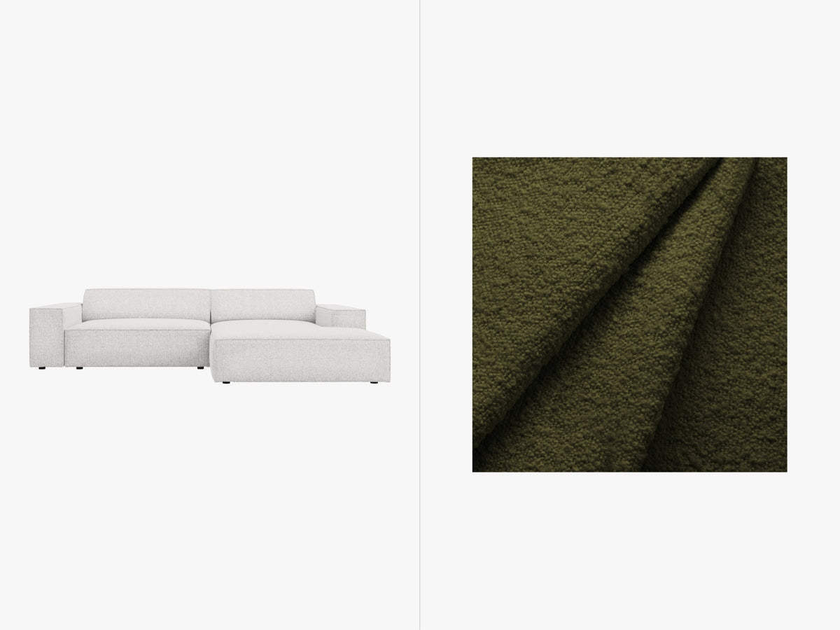 Jodie Boucle modulares Ecksofa rechts 3 Sitzer in Dark Olive Green-Baloo präsentiert im Onlineshop von KAQTU Design AG. L-Sofa rechts ist von Micadoni