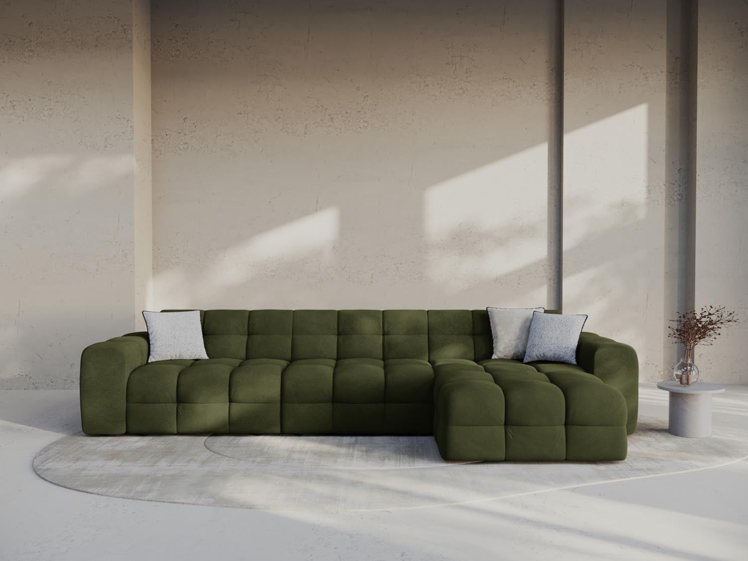 Erleben Sie das Kendal Velour Ecksofa rechts 5 Sitzer von Micadoni – elegantes Design, viel Platz und ultimativen Komfort für Ihr modernes Wohnzimmer.