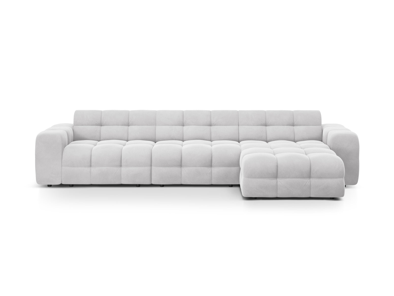 Kendal Velour Ecksofa rechts 5 Sitzer in Light Grey-Magic Velvet präsentiert im Onlineshop von KAQTU Design AG. L-Sofa rechts ist von Micadoni