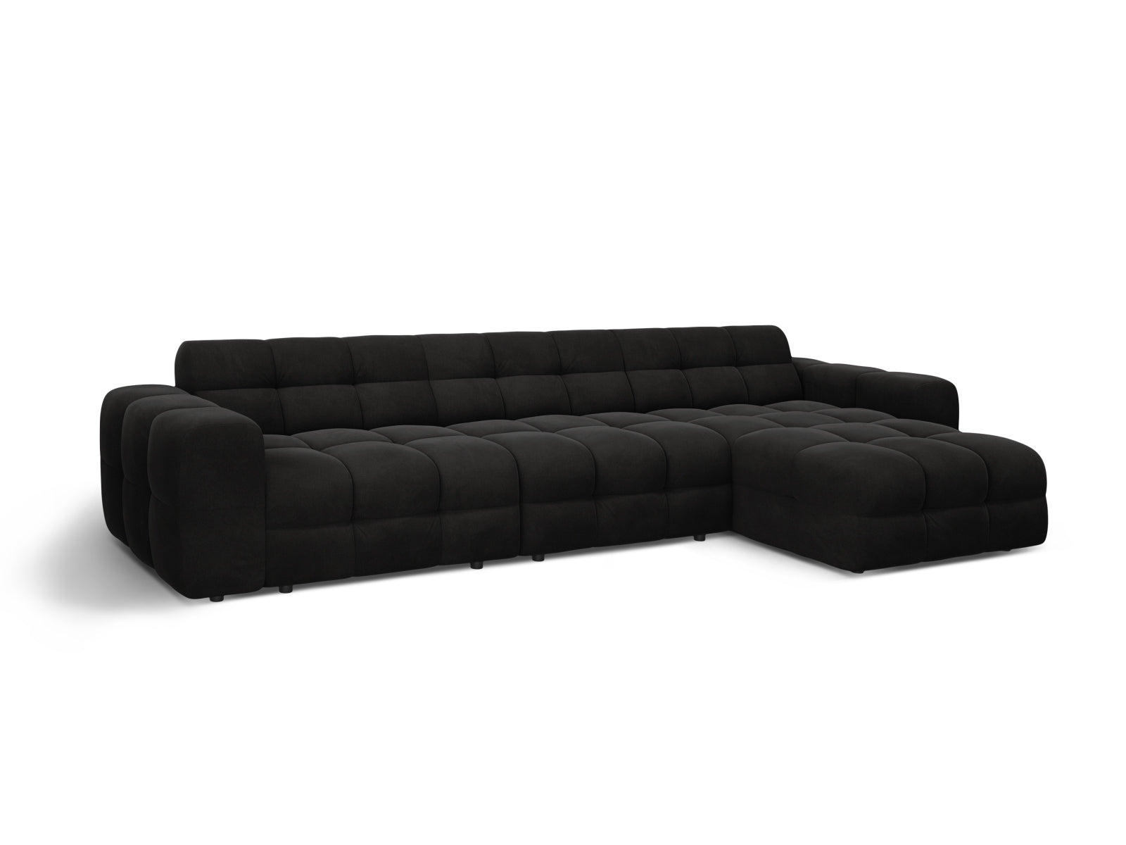 Erleben Sie das Kendal Velour Ecksofa rechts 5 Sitzer von Micadoni – elegantes Design, viel Platz und ultimativen Komfort für Ihr modernes Wohnzimmer.