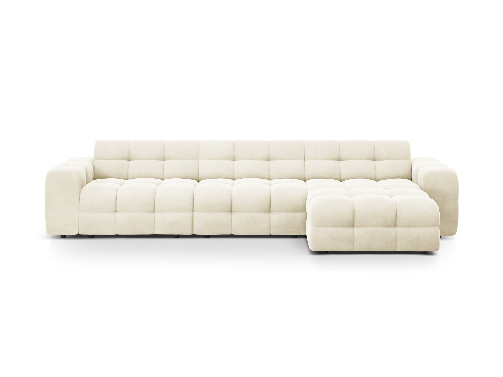 Kendal Velour Ecksofa rechts 5 Sitzer in Ivory präsentiert im Onlineshop von KAQTU Design AG. Ecksofa rechts ist von Micadoni