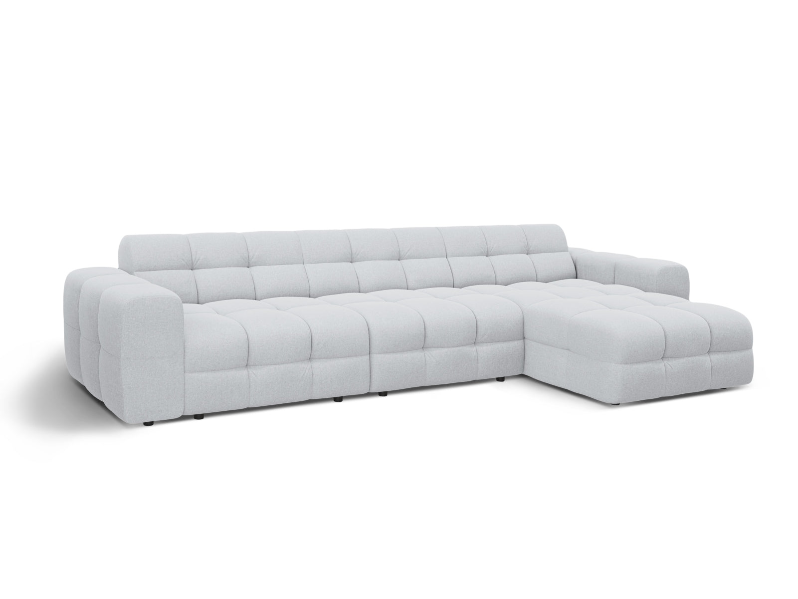 Elegantes Kendal Ecksofa rechts, 5-Sitzer in sanftem Grau, vereint Funktionalität und Stil für Ihr Zuhause.