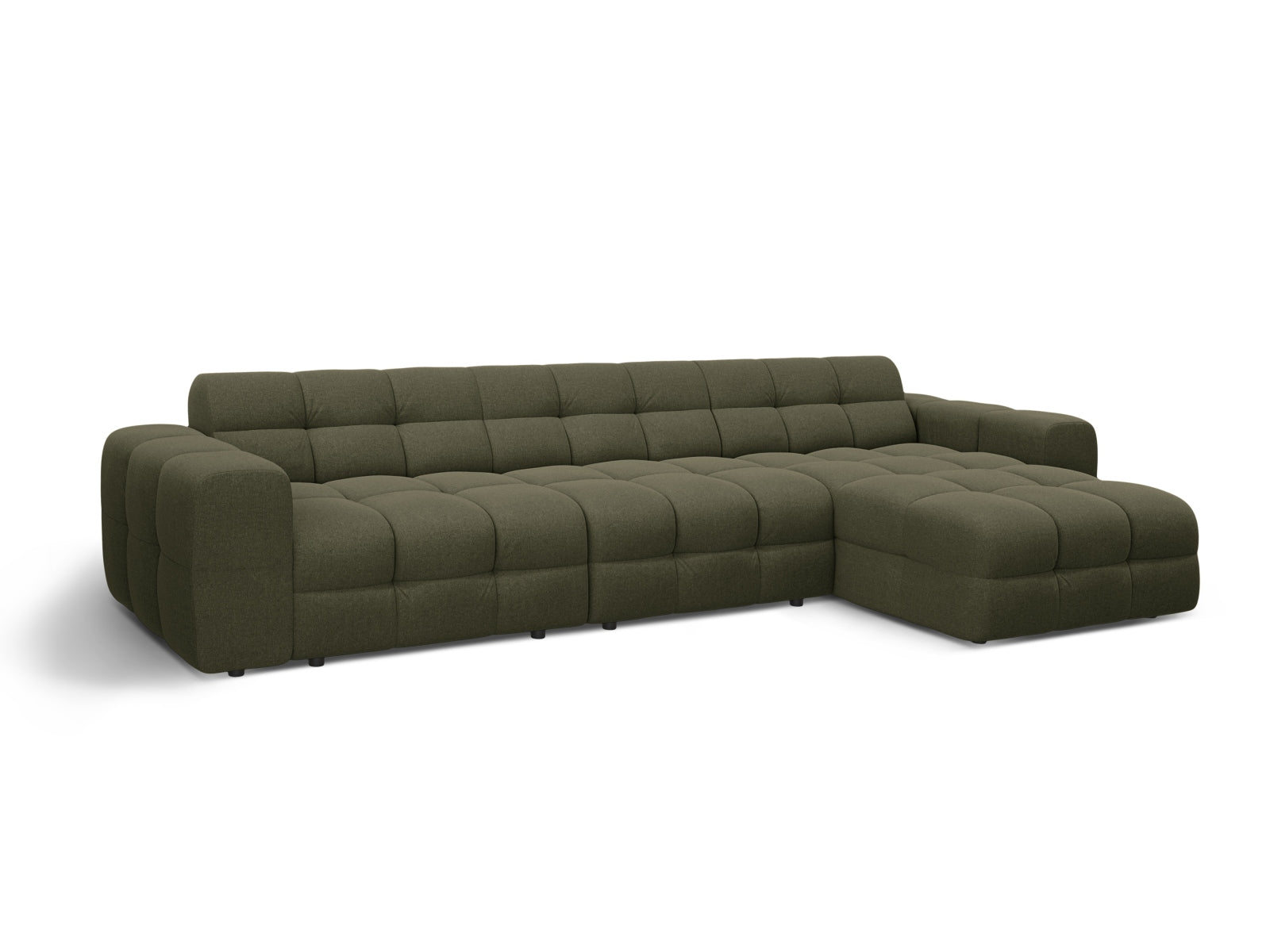 Modernes Kendal Ecksofa rechts, 5-Sitzer in Amazon Green-Ottawa, perfekt für stilvolle Wohnräume und gemütliche Abende.