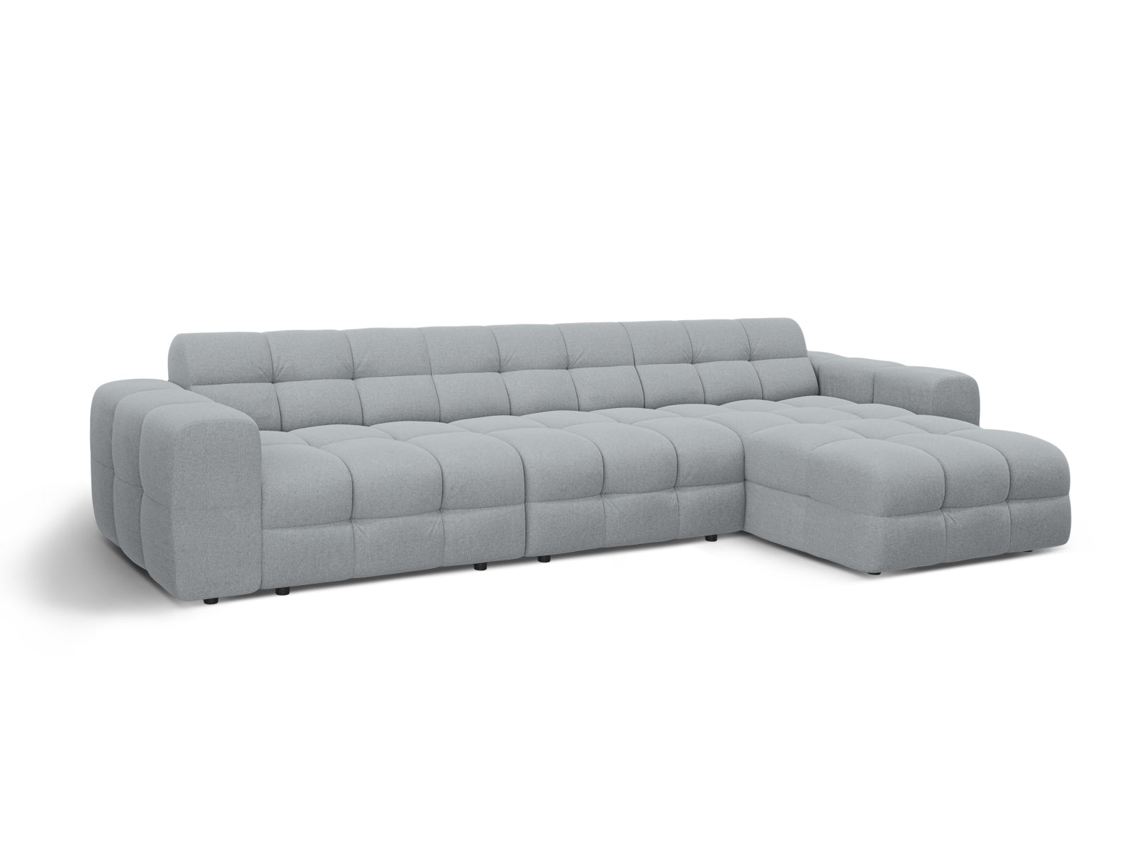 Modernes Kendal Ecksofa rechts, 5-Sitzer in Platinum-Ottawa, perfekt für gemütliche Wohnzimmer mit elegantem Design und erstklassiger Qualität von Micadoni.