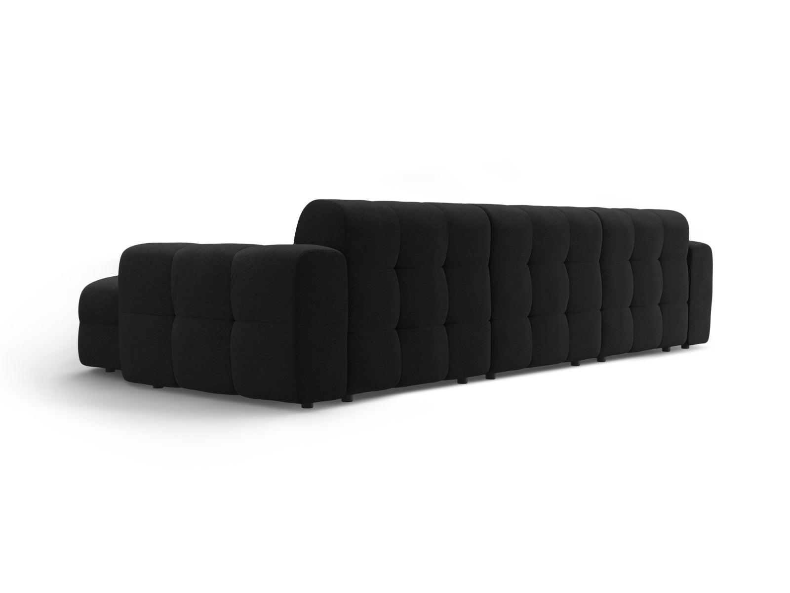 Elegantes Kendal Ecksofa rechts, 5-Sitzer in zeitlosem Schwarz, ideal für komfortable Entspannung und stilvolle Einrichtung, erhältlich bei Micadoni.