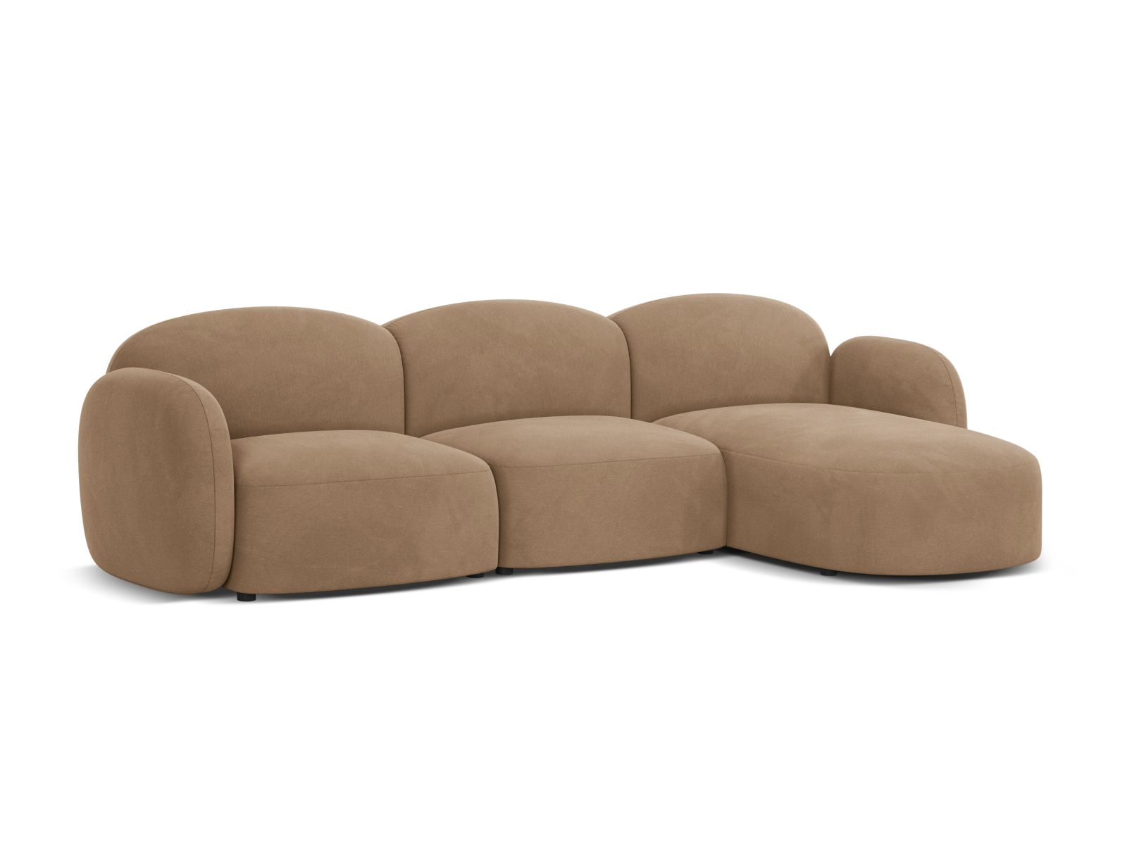 Elegantes Blair Velour Ecksofa rechts, 4-Sitzer in stilvollem Design, ideal für moderne Wohnräume, erhältlich bei KAQTU Design AG.