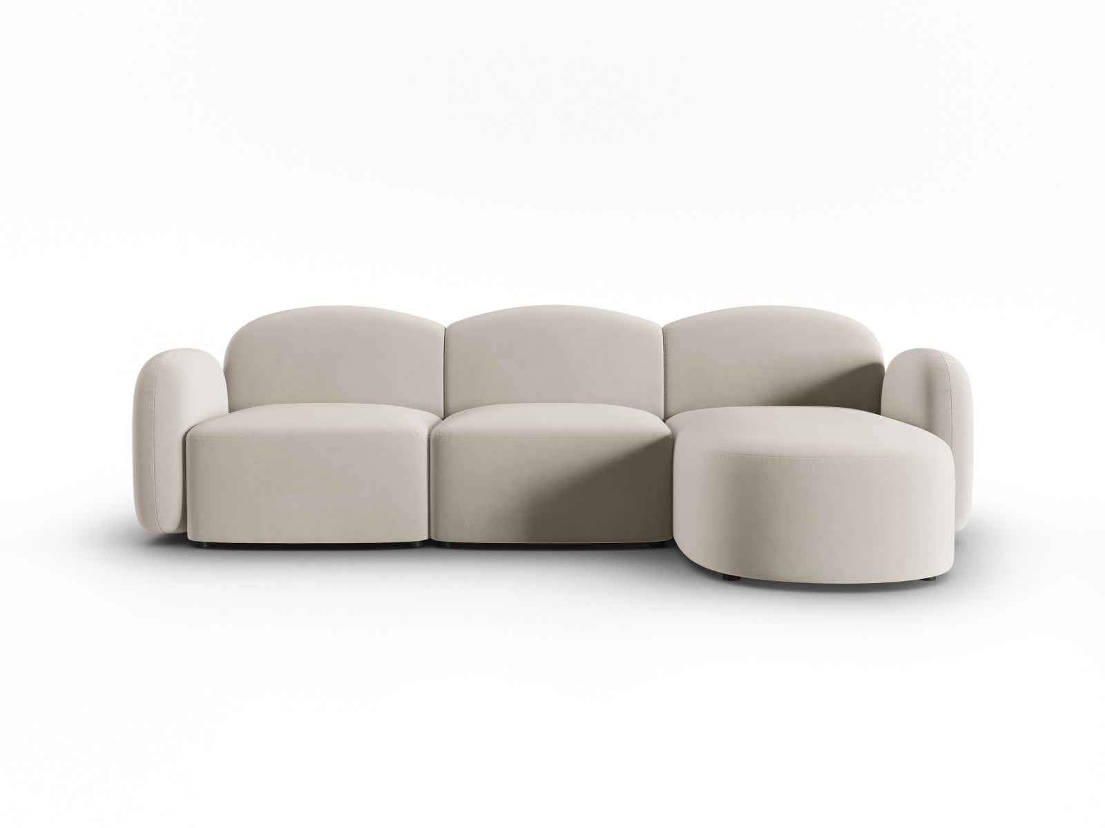 Blair Velour Ecksofa rechts 4 Sitzer in Ecru-Casino präsentiert im Onlineshop von KAQTU Design AG. L-Sofa rechts ist von Micadoni