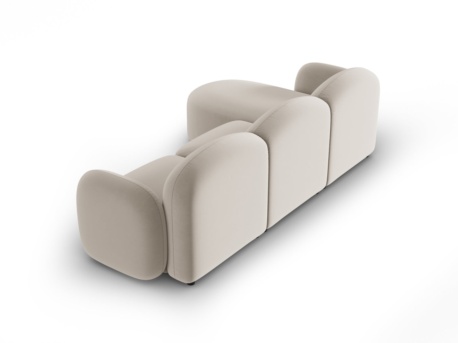 Gemütliches 4-Sitzer Ecksofa Blair aus Velours, rechtsseitig, perfekt für stilvolle Wohnzimmer und entspannte Abende.