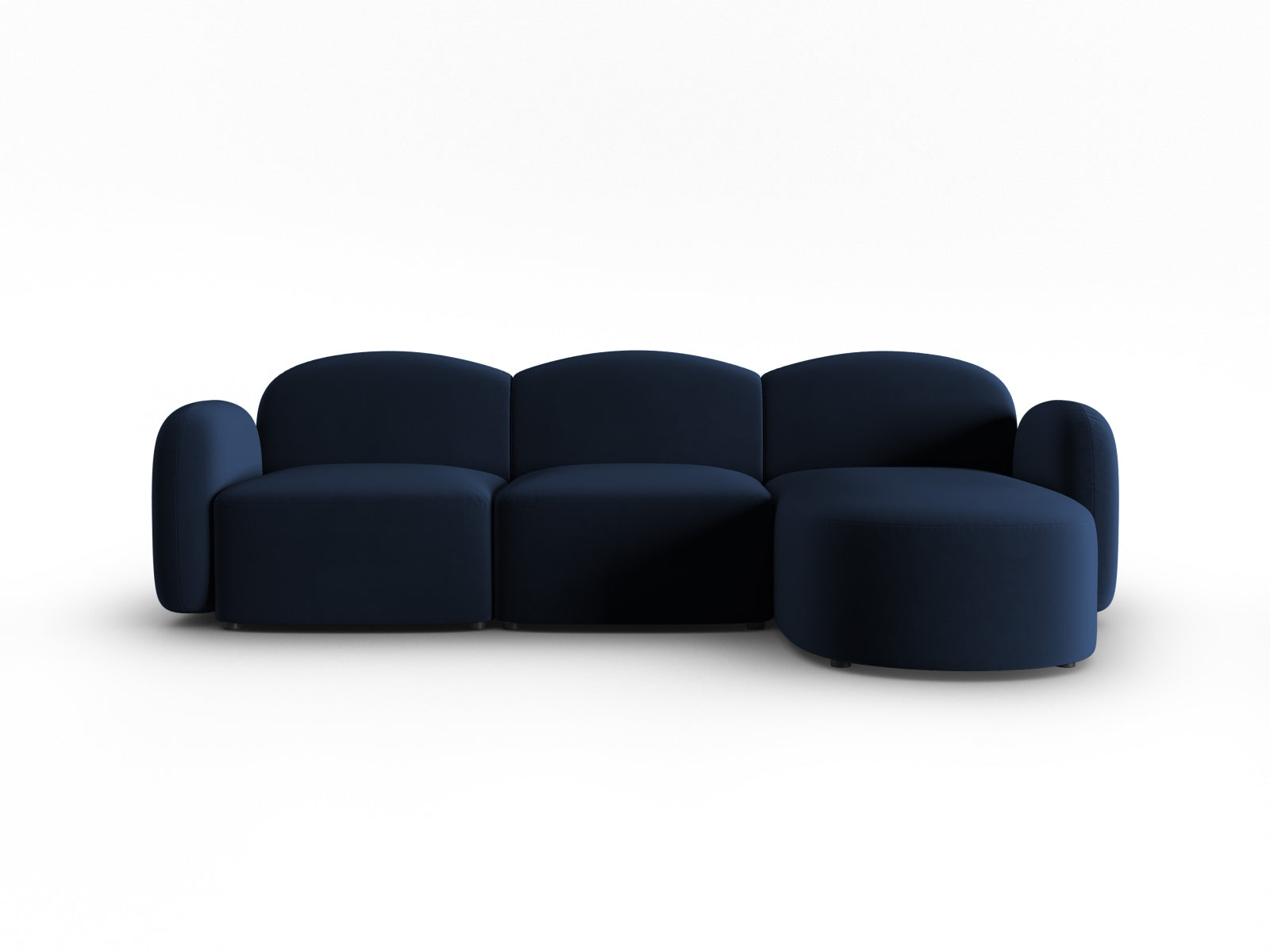 Modernes 4-Sitzer Ecksofa Blair aus Velours, rechtsseitig, perfekt für gemütliche Stunden und stilvolle Wohnräume.