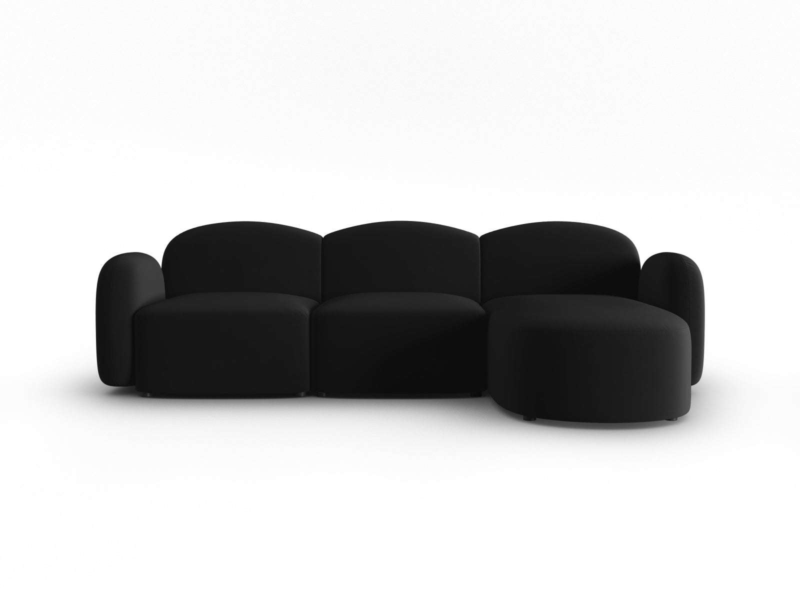 Modernes Ecksofa Blair aus Velours, 4-Sitzer, rechtsseitig, perfekt für gemütliche und stilvolle Wohnräume.