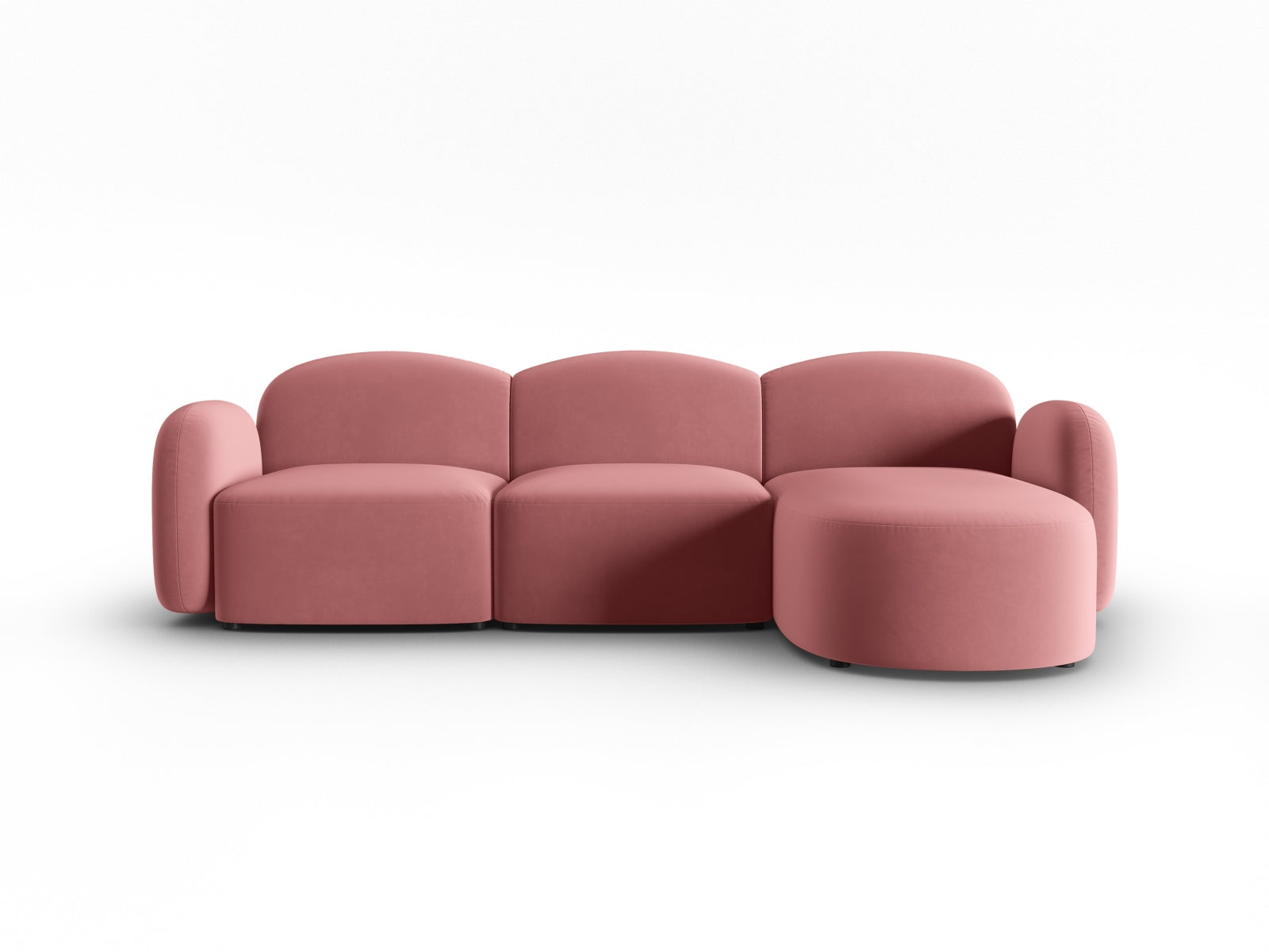 Stylisches L-Sofa Blair in edlem Velours, 4-Sitzer, rechtsseitig, perfekt für gemütliche und moderne Wohnräume.