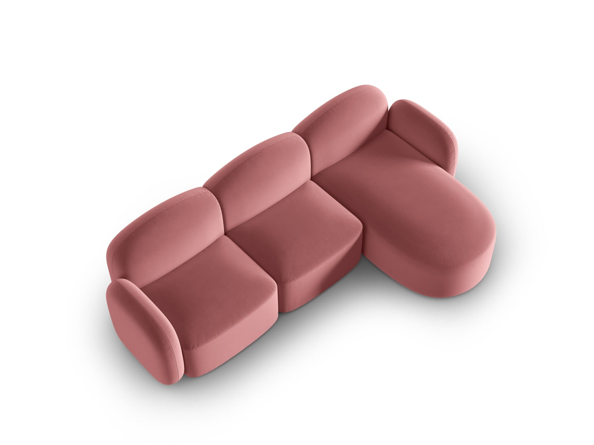 Blair Velour Ecksofa rechts 4 Sitzer in Flamingo-Casino präsentiert im Onlineshop von KAQTU Design AG. L-Sofa rechts ist von Micadoni