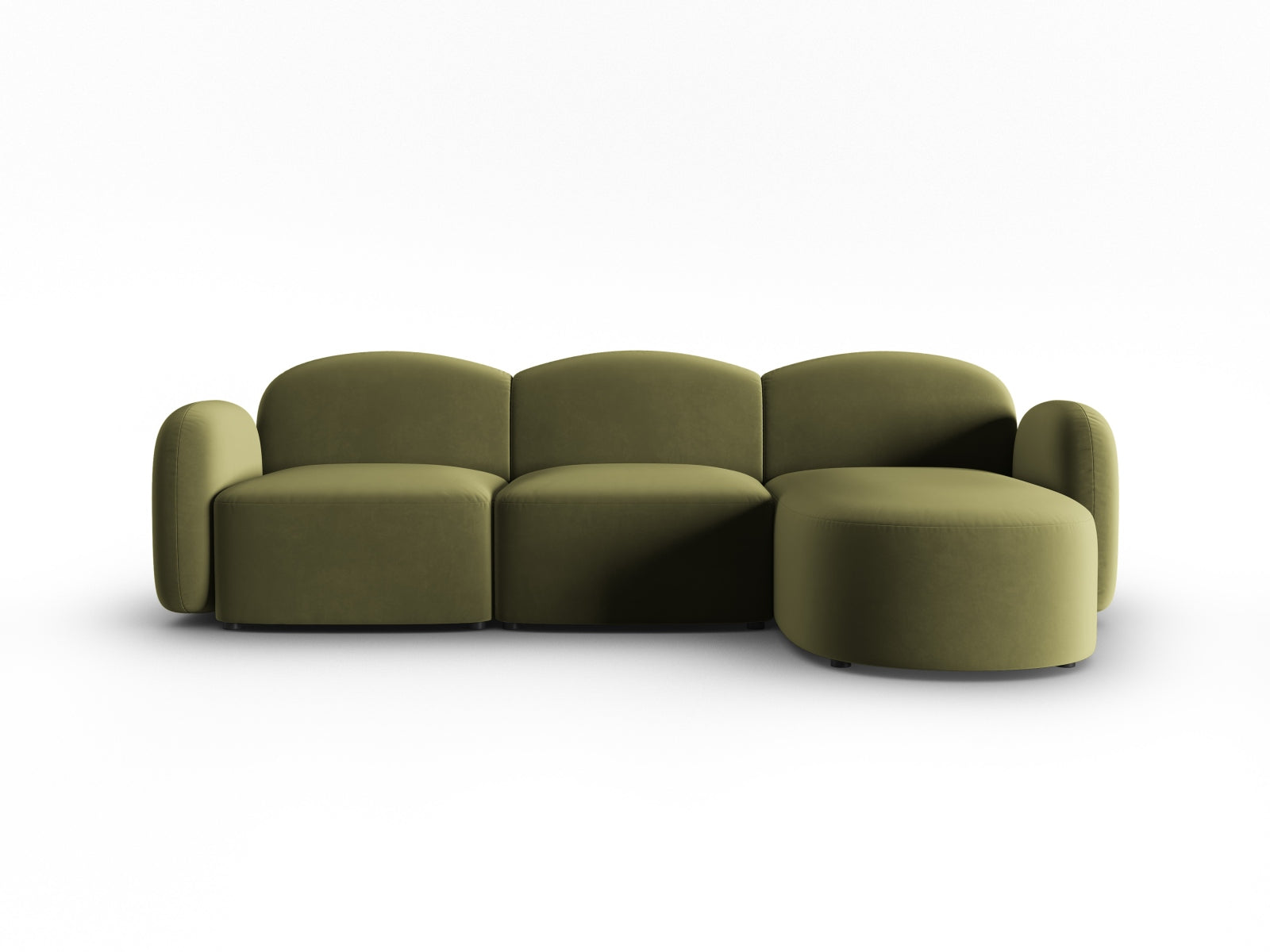 Elegantes, modernes Ecksofa Blair aus weichem Velours, 4-Sitzer, rechtsseitig, ideal für stilvolle Wohnambiente.