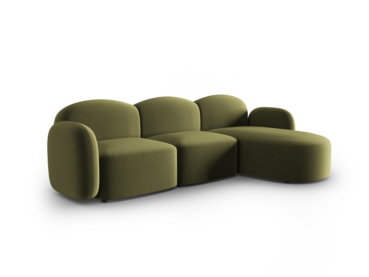 Blair Velour Ecksofa rechts 4 Sitzer in Light Green-Casino präsentiert im Onlineshop von KAQTU Design AG. L-Sofa rechts ist von Micadoni