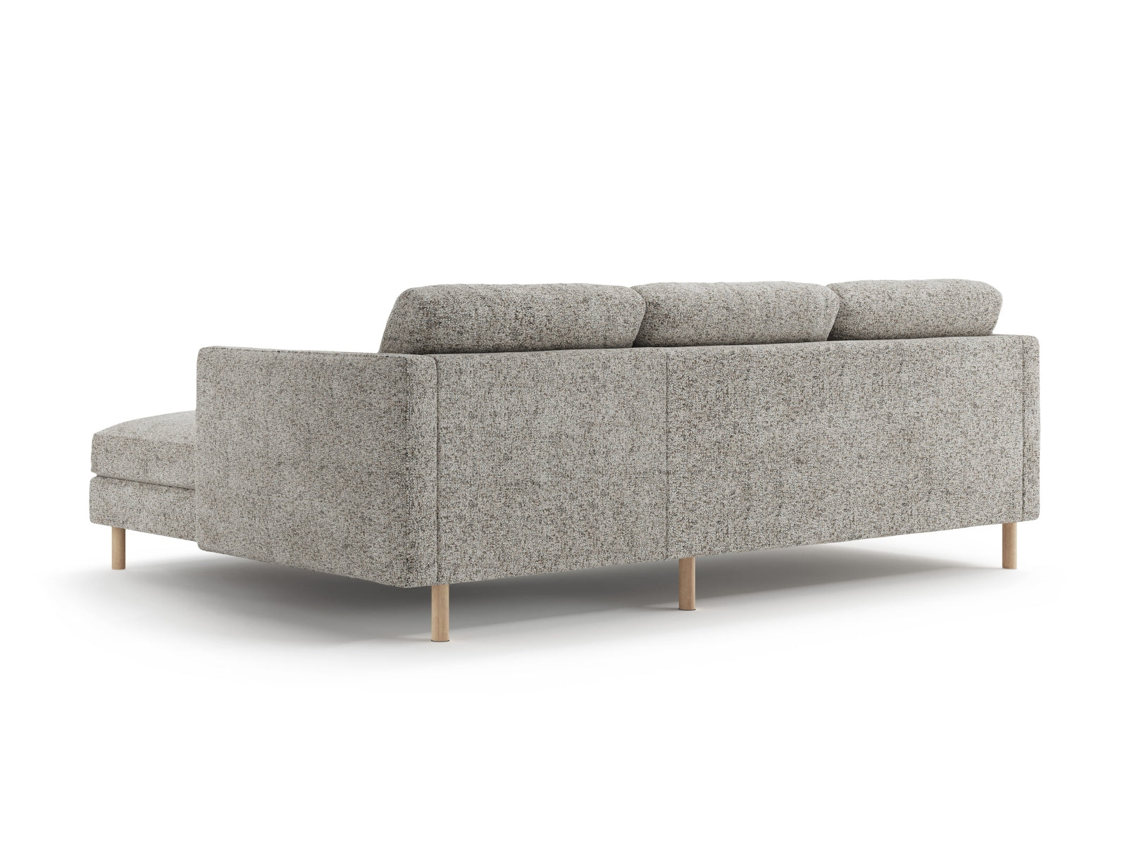 Beige Melange-Puente Eden Ecksofa rechts 3 Sitzer von Micadoni, modernes L-Sofa mit elegantem Design und hohem Sitzkomfort für Ihr Zuhause.