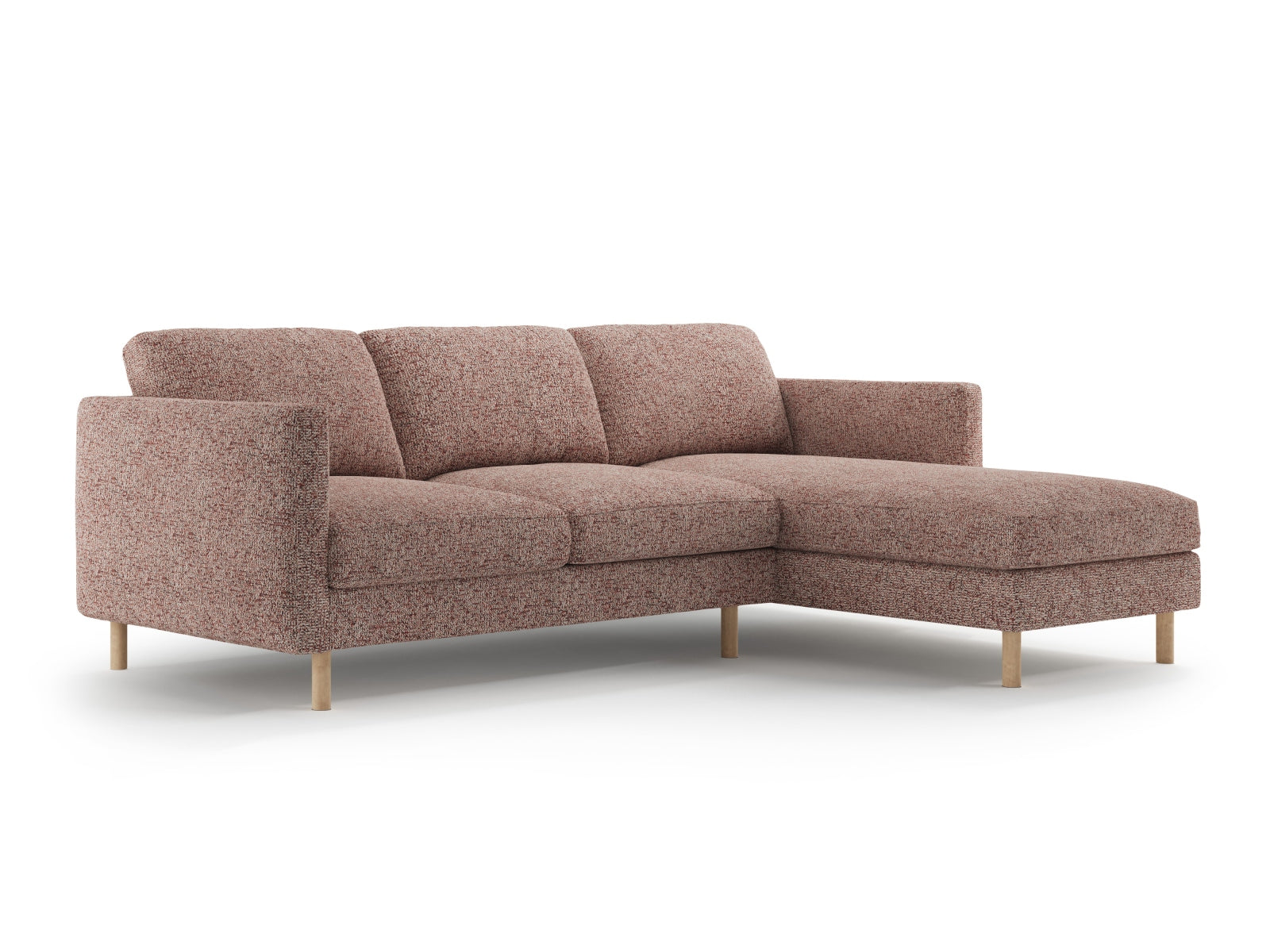 Stylisches Eden Ecksofa in Pink Melange-Puente, 3-Sitzer, rechtsseitig, ideal für moderne Wohnräume, erhältlich bei KAQTU Design AG.