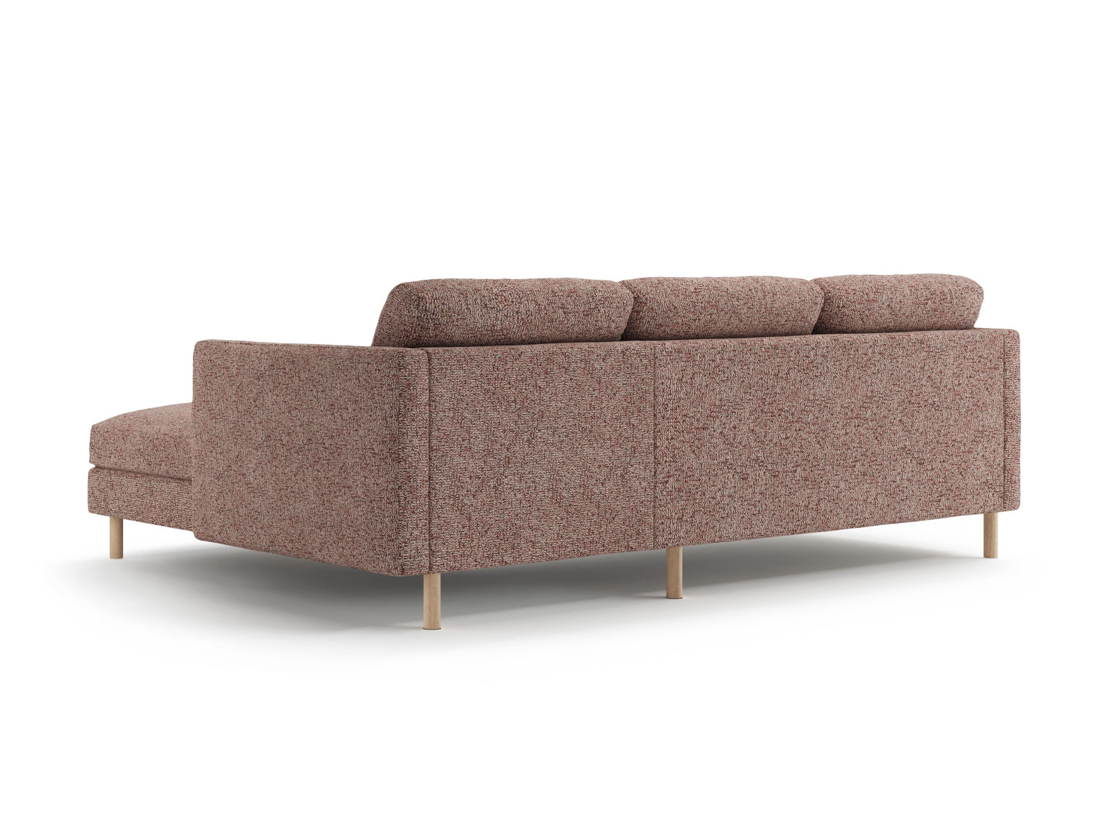 Elegantes Eden Ecksofa in Pink Melange-Puente, 3-Sitzer, rechtsseitig, perfekt für stilvolle Wohnzimmer, erhältlich bei Micadoni.