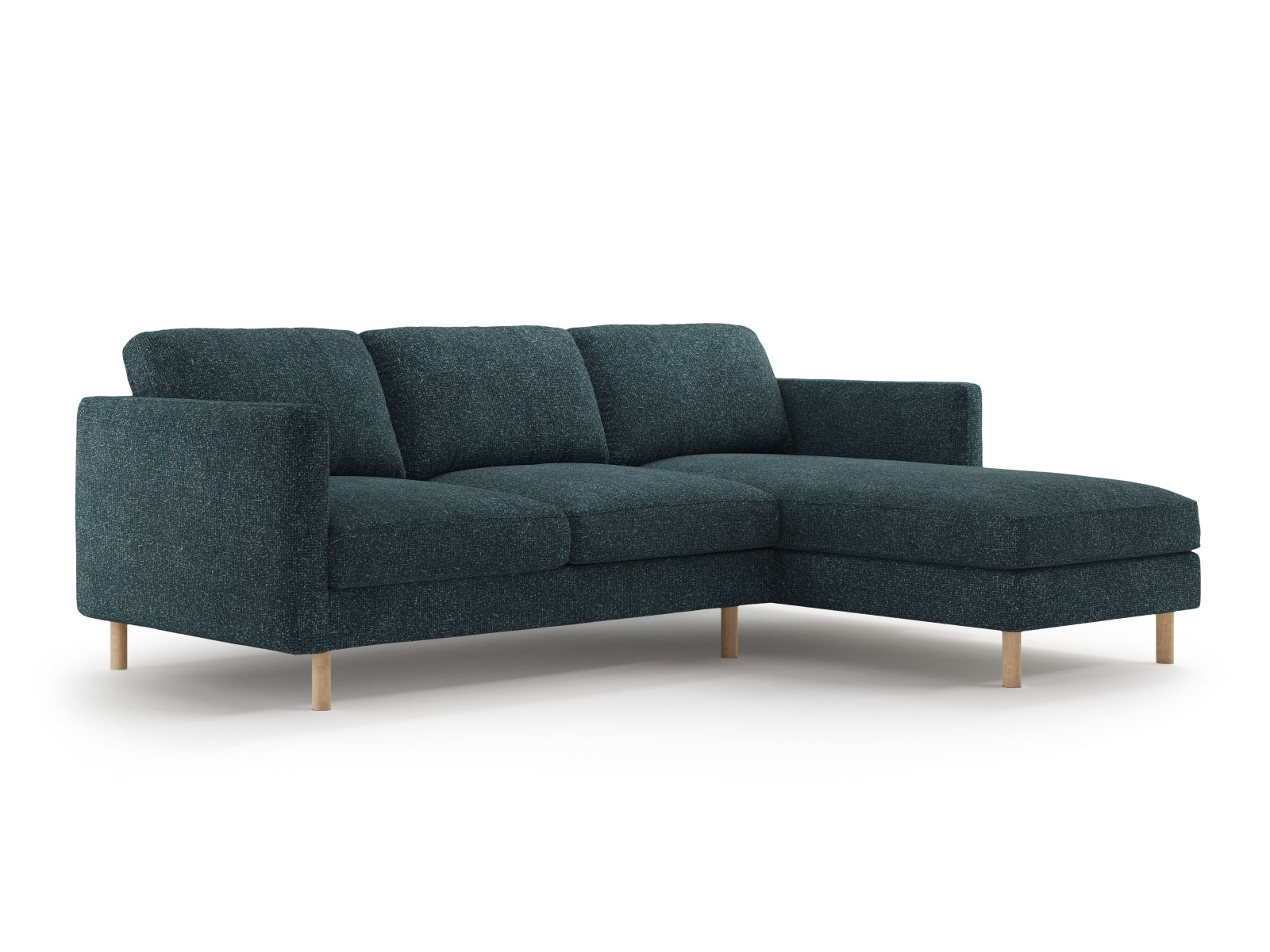 Elegantes Eden Ecksofa rechts im modernen Design, 3-Sitzer in Green Blue Melange, ideal für stilvolle Wohnräume.