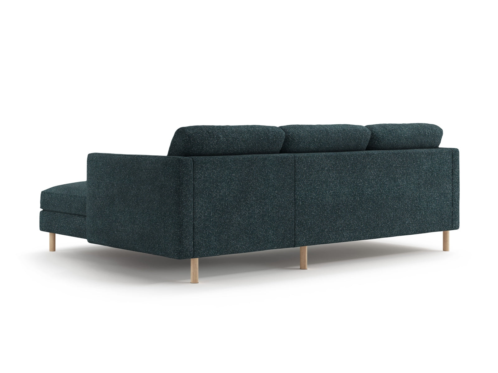 Stylisches Eden Ecksofa rechts, 3-Sitzer in trendigem Green Blue Melange, perfekt für gemütliche und moderne Wohnambiente.