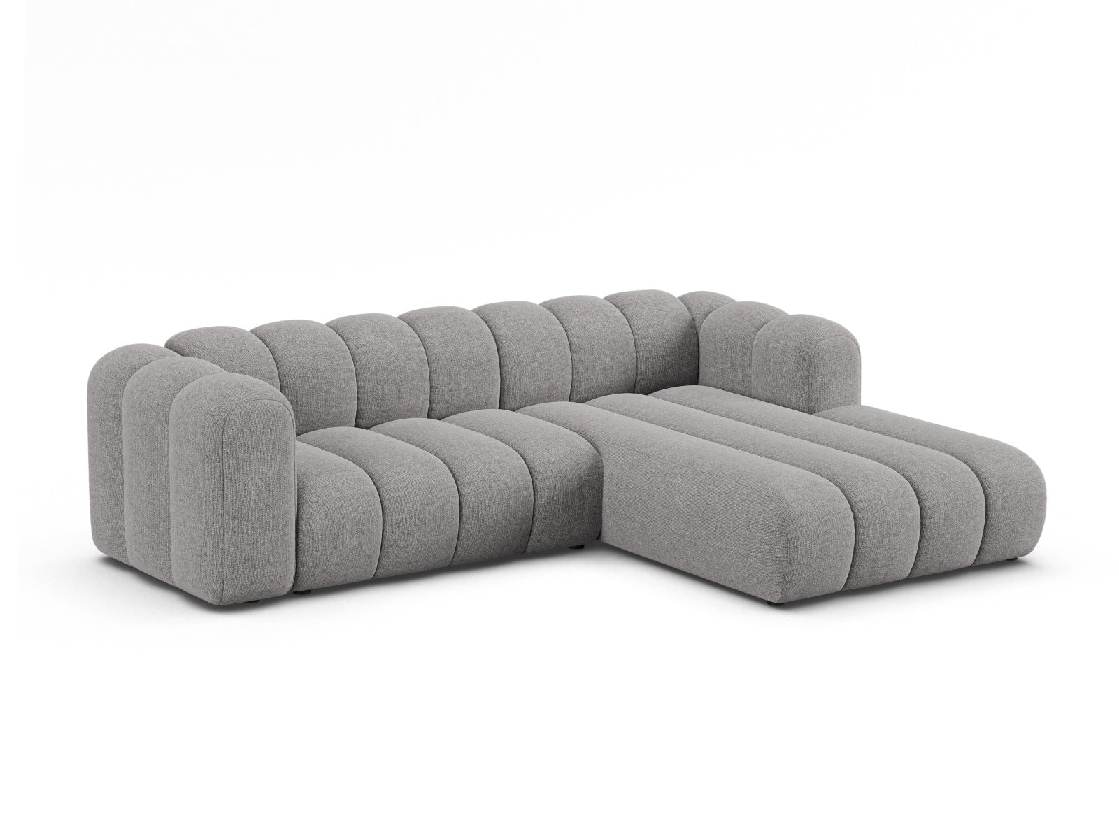 Elegantes Lupine Modular Ecksofa rechts für 4 Personen in sanftem Light Grey-Eden, ideal für stilvolle Wohnräume.
