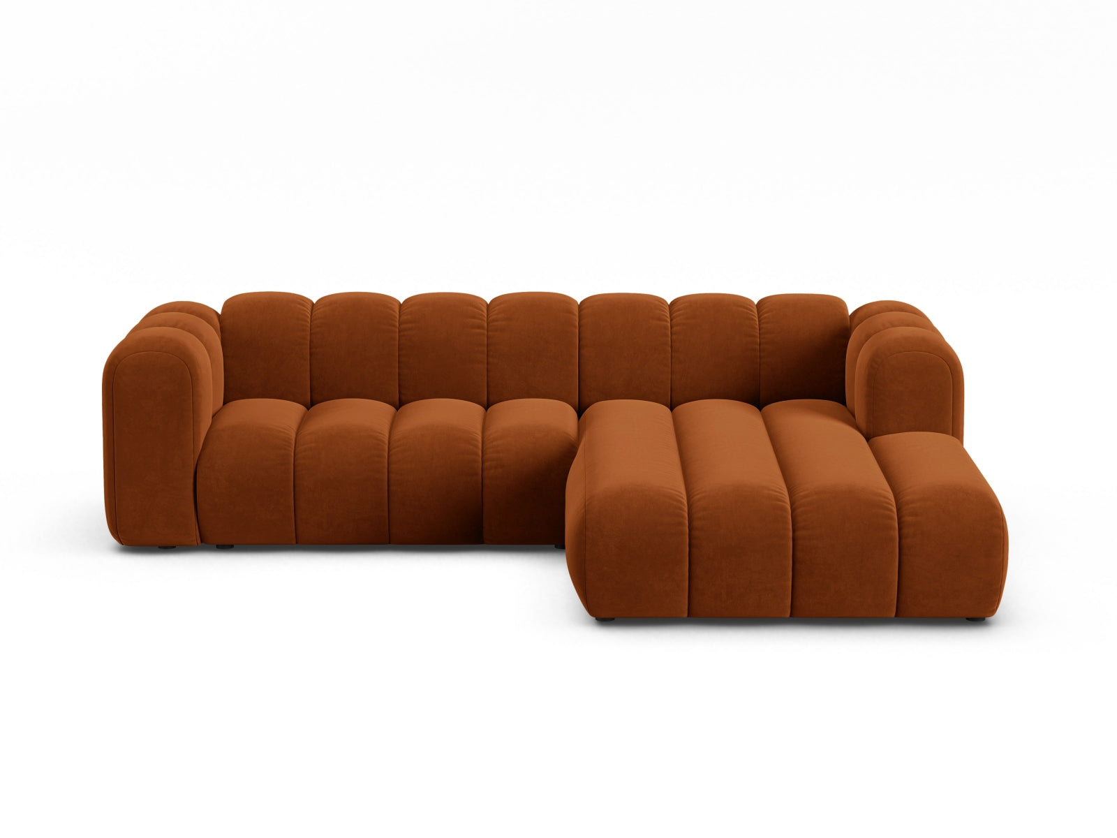 Lupine Velour Modular Ecksofa rechts 4 Sitzer in Terracotta-Salvador präsentiert im Onlineshop von KAQTU Design AG. L-Sofa rechts ist von Micadoni