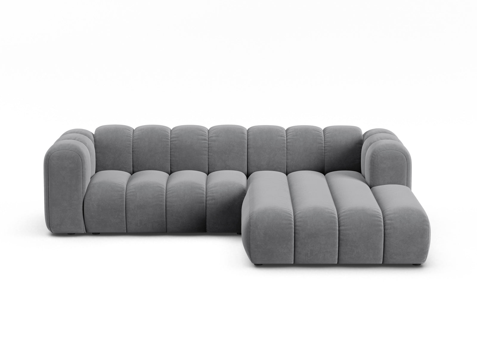 Lupine Velour Modular Ecksofa rechts 4 Sitzer in Grey-Salvador präsentiert im Onlineshop von KAQTU Design AG. L-Sofa rechts ist von Micadoni