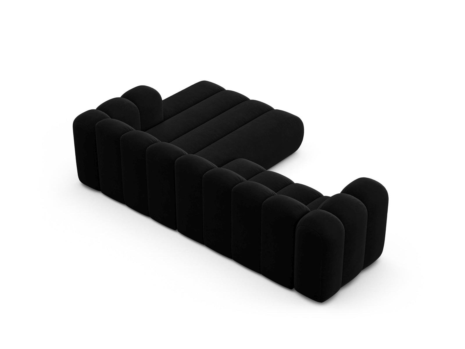 Elegantes, modulares Ecksofa Lupine in hochwertigem Velours, rechtsseitig, 4-Sitzer von Micadoni, ideal für stilvolle Wohnräume.