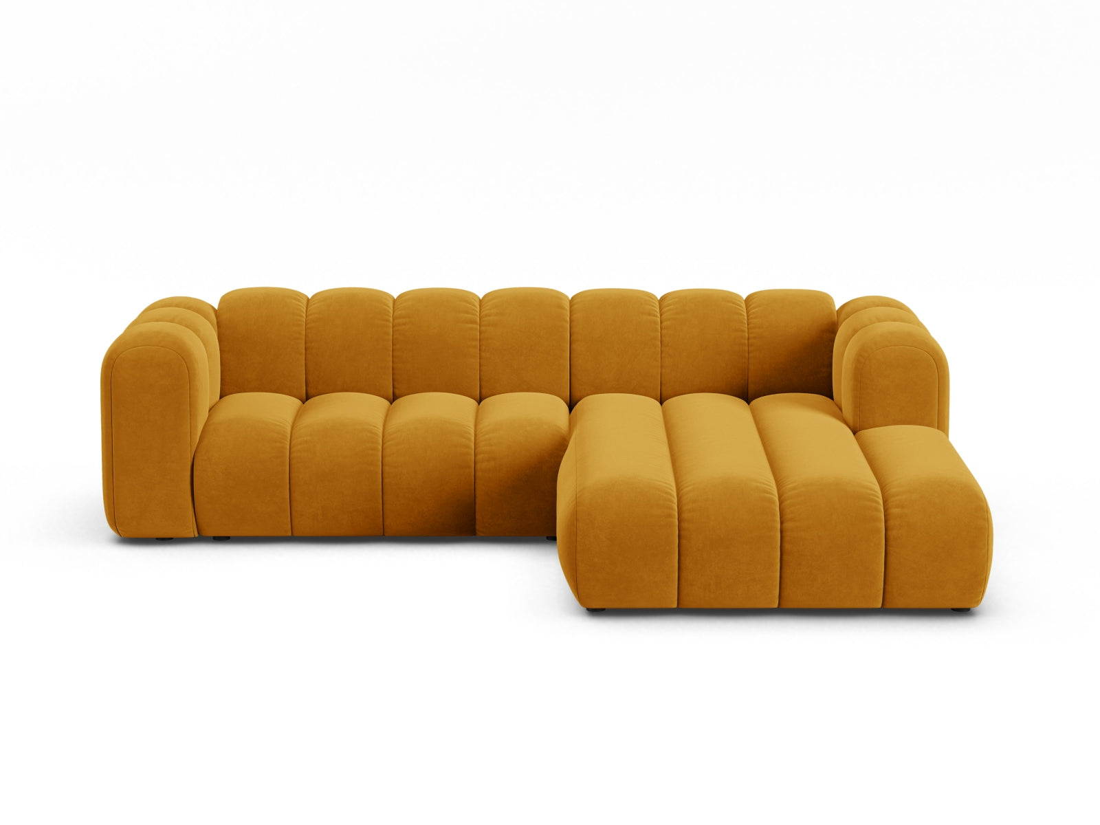 Lupine Velour Modular Ecksofa rechts 4 Sitzer in Yellow-Salvador präsentiert im Onlineshop von KAQTU Design AG. L-Sofa rechts ist von Micadoni