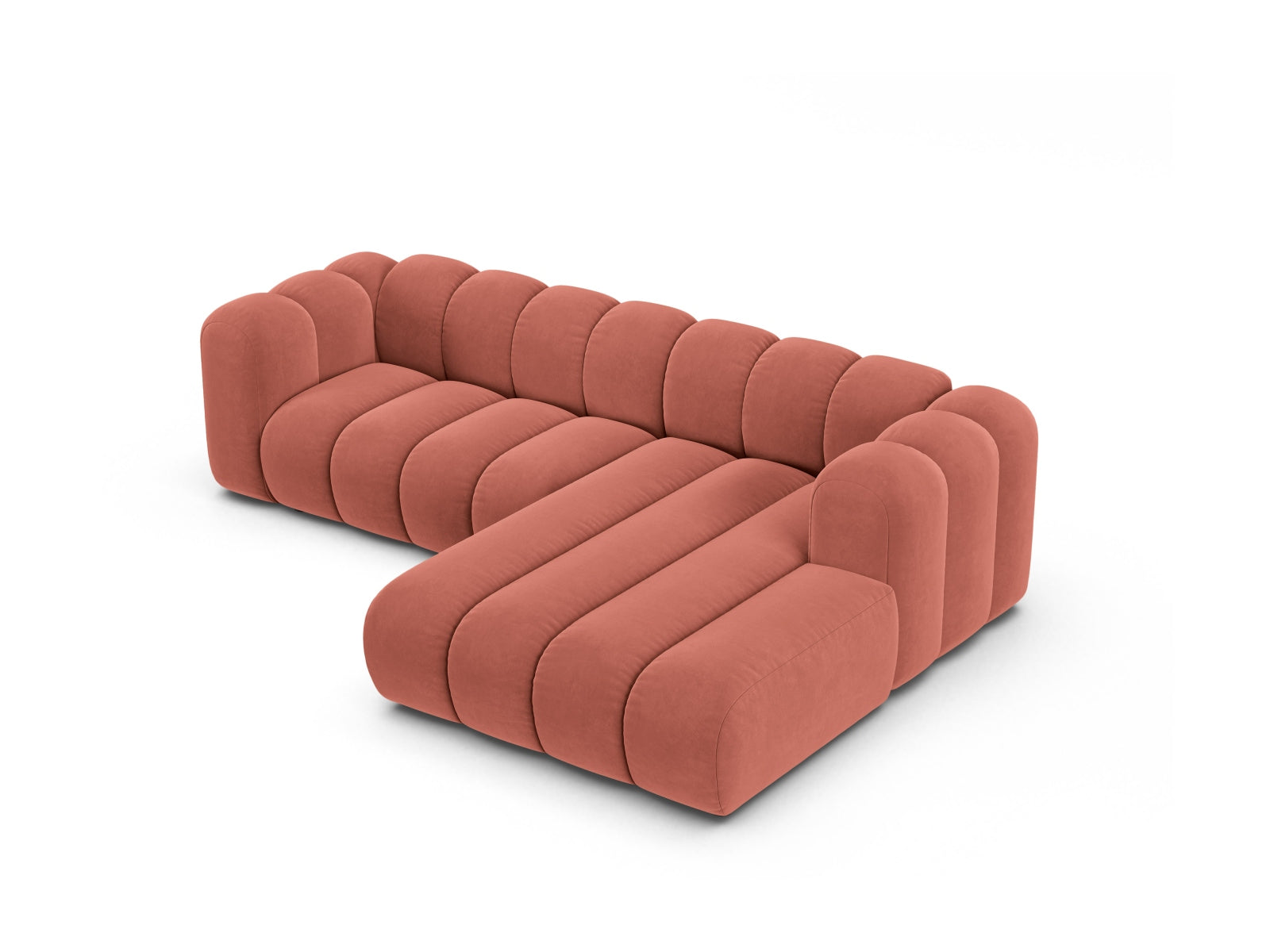Lupine Velour Modular Ecksofa rechts 4 Sitzer in Coral präsentiert im Onlineshop von KAQTU Design AG. Ecksofa rechts ist von Micadoni