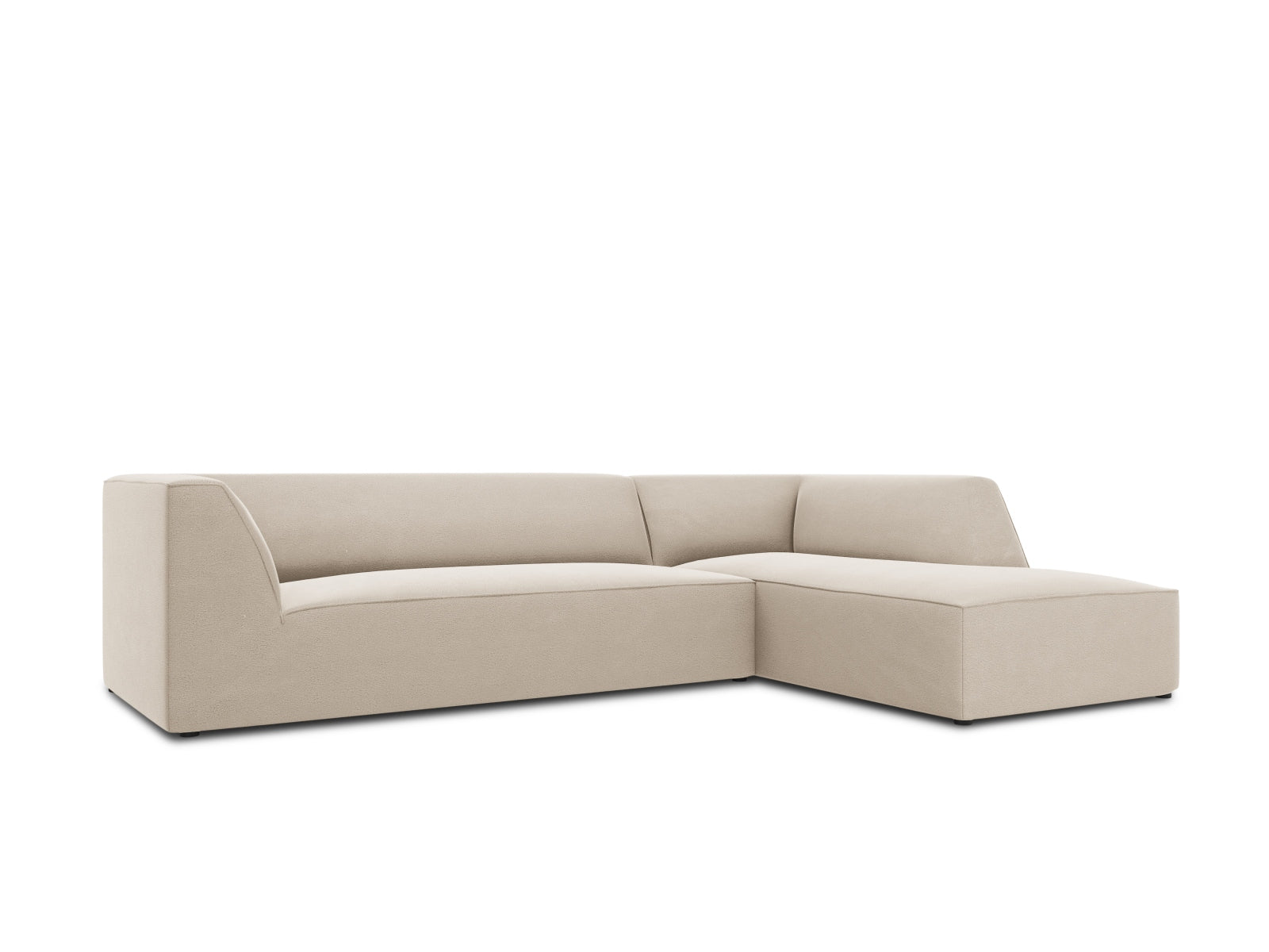 Modulares Ecksofa in edlem Ruby Velour, rechte Ausführung, perfekt für moderne Wohnkonzepte, bietet hohen Sitzkomfort und Flexibilität.