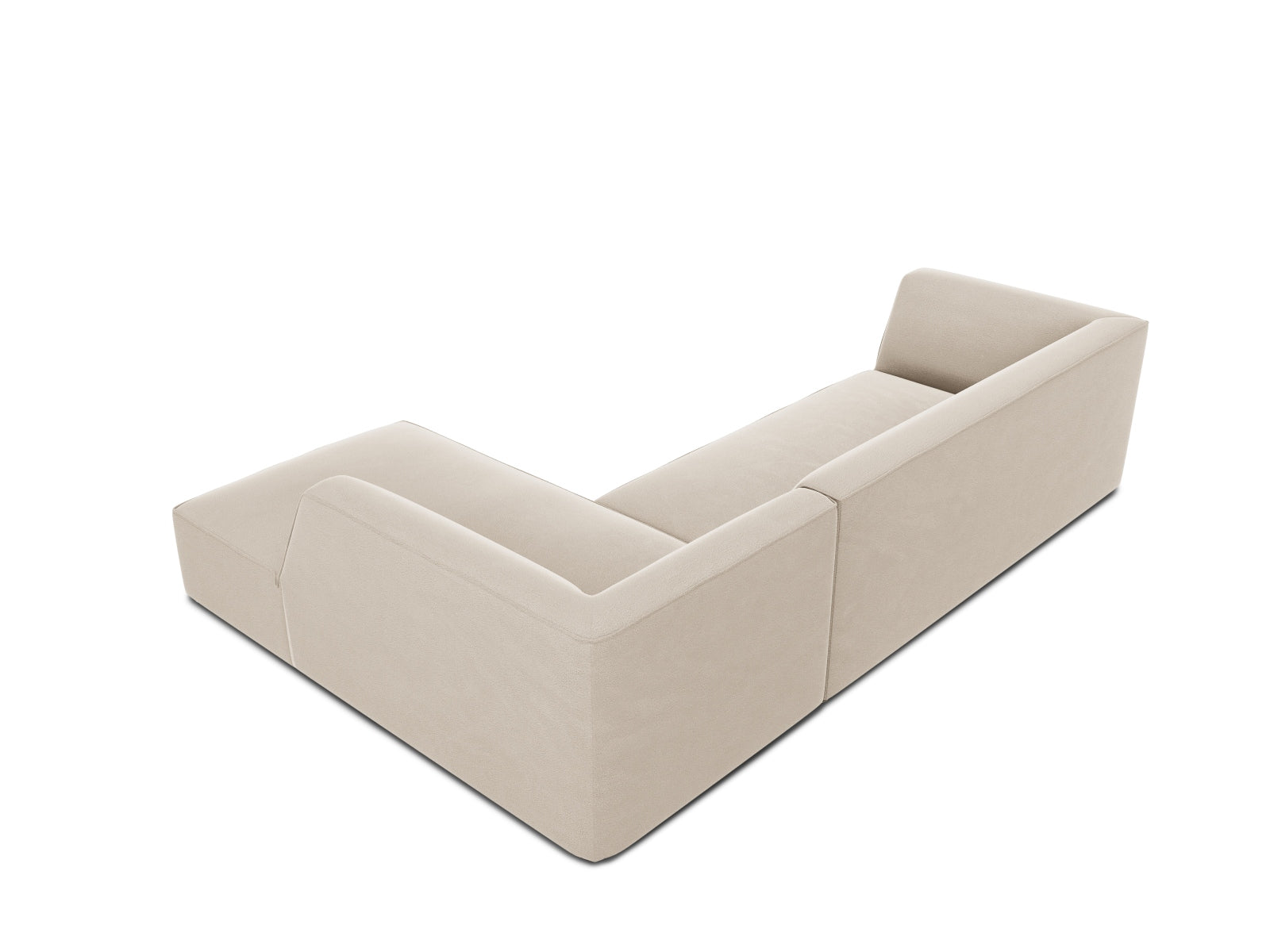 Modulares 4-Sitzer Ecksofa in edlem Ruby Velour, rechte Ausführung, perfekt für moderne Wohnkonzepte und gemütliche Abende.