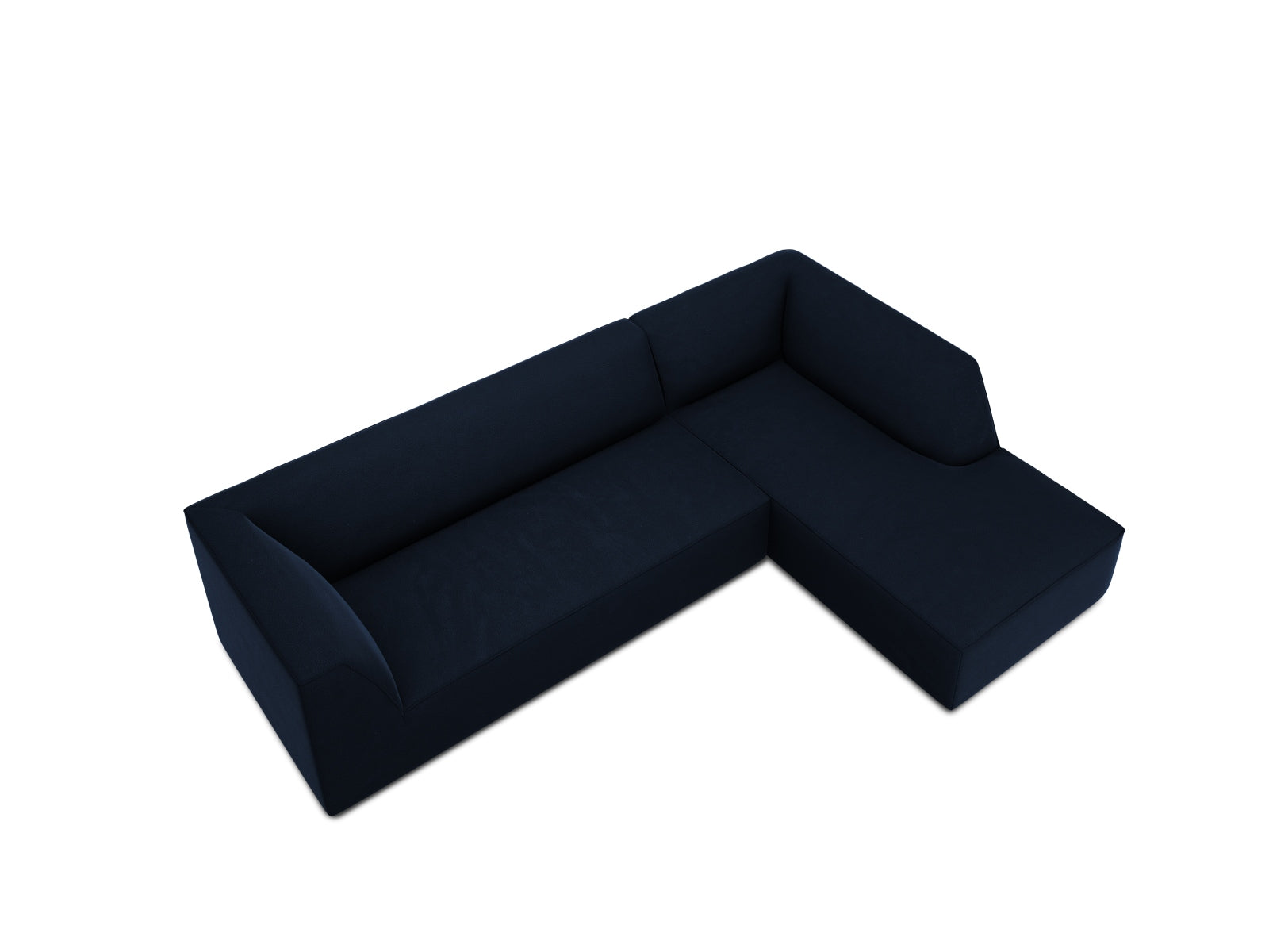Elegantes 4-Sitzer Ecksofa in hochwertigem Ruby Velour, rechte Variante, ideal für moderne und komfortable Wohnräume.