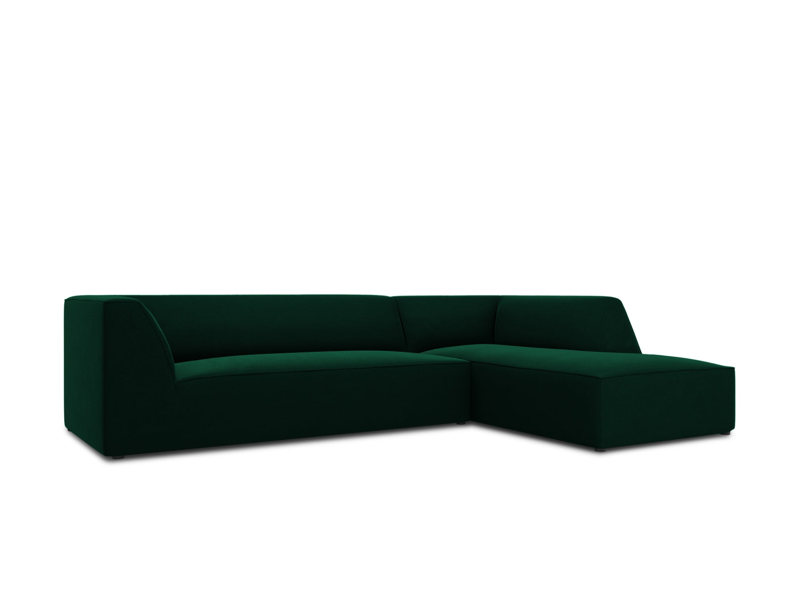 Stylisches, rotes Ruby Velour Ecksofa für 4 Personen, rechtsseitig, vereint zeitgemäßes Design mit hervorragendem Komfort.