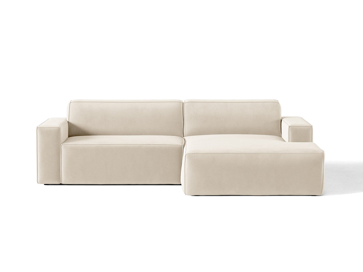 Jodie Velour modulares Ecksofa rechts 3 Sitzer in Light Beige-Bluvel präsentiert im Onlineshop von KAQTU Design AG. L-Sofa rechts ist von Micadoni