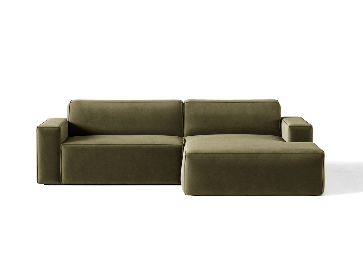 Jodie Velour modulares Ecksofa rechts 3 Sitzer in Green-Bluvel präsentiert im Onlineshop von KAQTU Design AG. L-Sofa rechts ist von Micadoni
