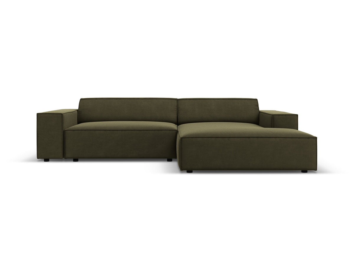 Jodie Velour modulares Ecksofa rechts 3 Sitzer in Green-Bluvel präsentiert im Onlineshop von KAQTU Design AG. L-Sofa rechts ist von Micadoni