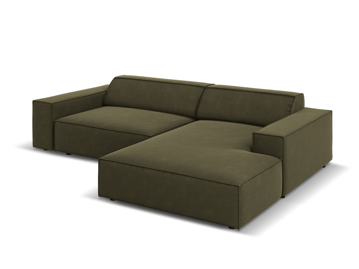 Jodie Velour modulares Ecksofa rechts 3 Sitzer in Green-Bluvel präsentiert im Onlineshop von KAQTU Design AG. L-Sofa rechts ist von Micadoni