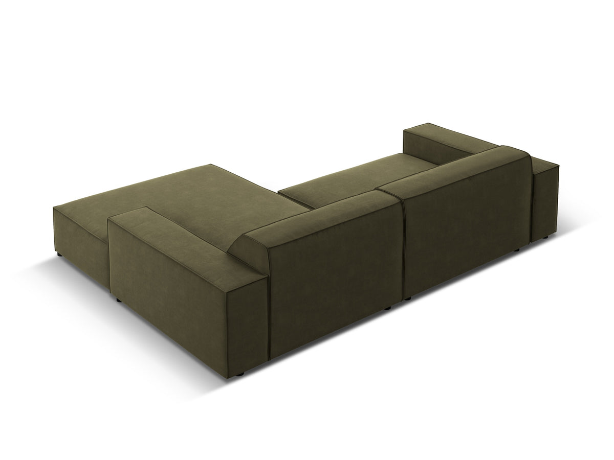 Jodie Velour modulares Ecksofa rechts 3 Sitzer in Green-Bluvel präsentiert im Onlineshop von KAQTU Design AG. L-Sofa rechts ist von Micadoni