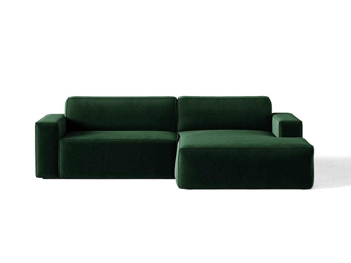 Jodie Velour modulares Ecksofa rechts 3 Sitzer in Bottle Green-Bluvel präsentiert im Onlineshop von KAQTU Design AG. L-Sofa rechts ist von Micadoni