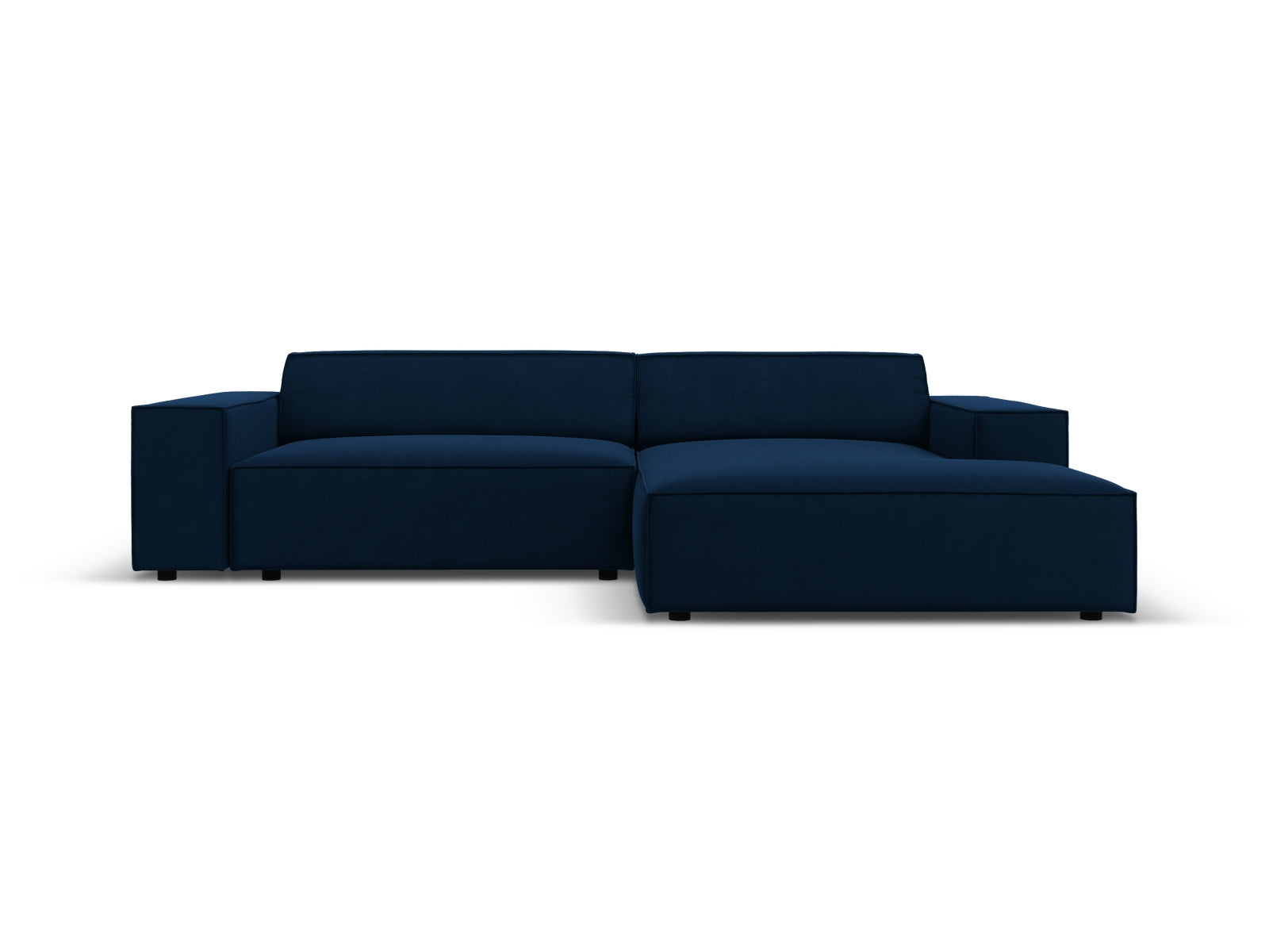 Stilvolles, modernes Ecksofa "Jodie" in weichem Velours, 3-Sitzer, rechtsseitig, perfekt für gemütliche und elegante Wohnambiente.