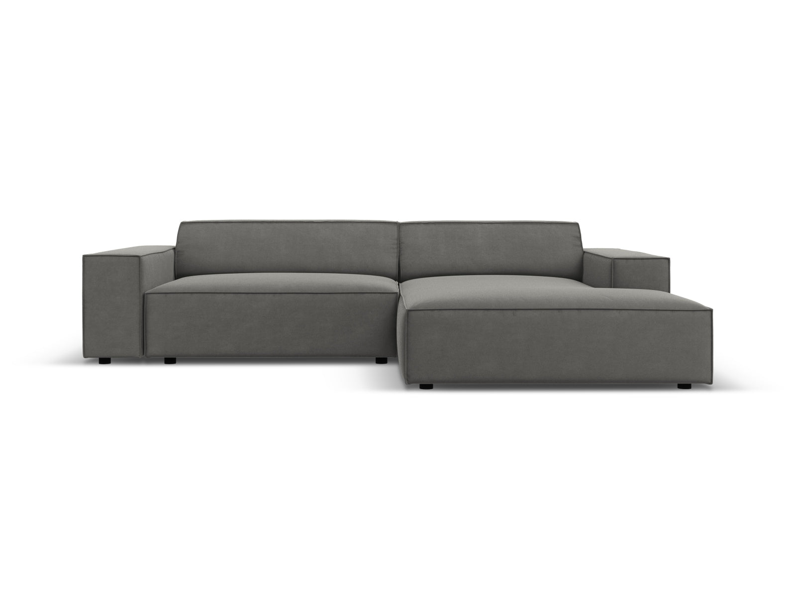 Elegantes, modernes 3-Sitzer Ecksofa "Jodie" aus hochwertigem Velours, rechtsseitig, ideal für stilvolle Wohnräume und entspannte Stunden.