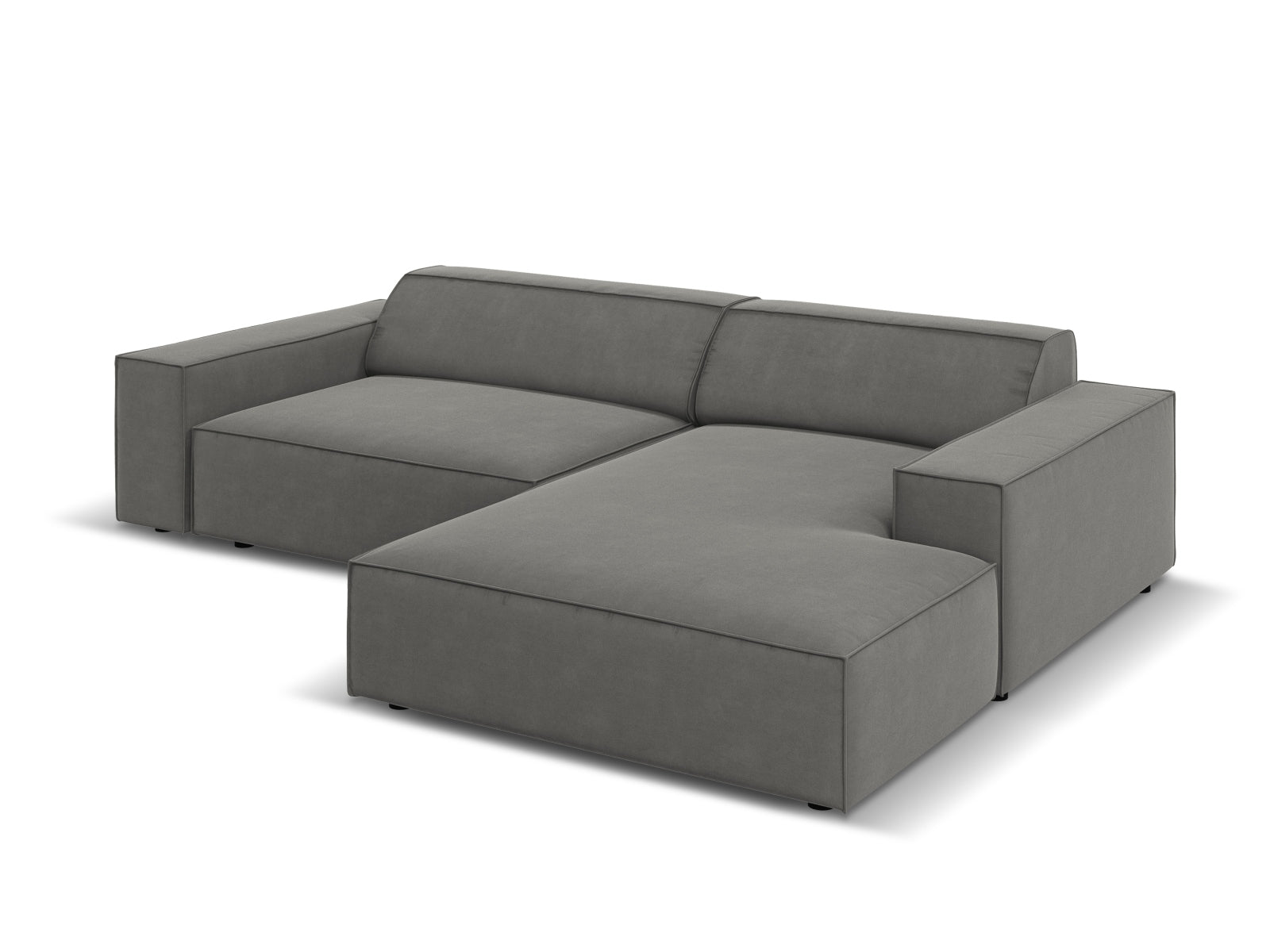 Erleben Sie das Jodie Velour Ecksofa rechts 3 Sitzer von Micadoni – ein elegantes, anpassbares Sofa, das Komfort und Stil in Ihr Wohnzimmer bringt.