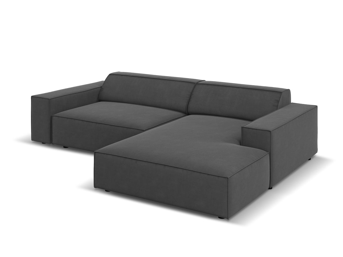Jodie Velour modulares Ecksofa rechts 3 Sitzer in Grey-Bluvel präsentiert im Onlineshop von KAQTU Design AG. L-Sofa rechts ist von Micadoni