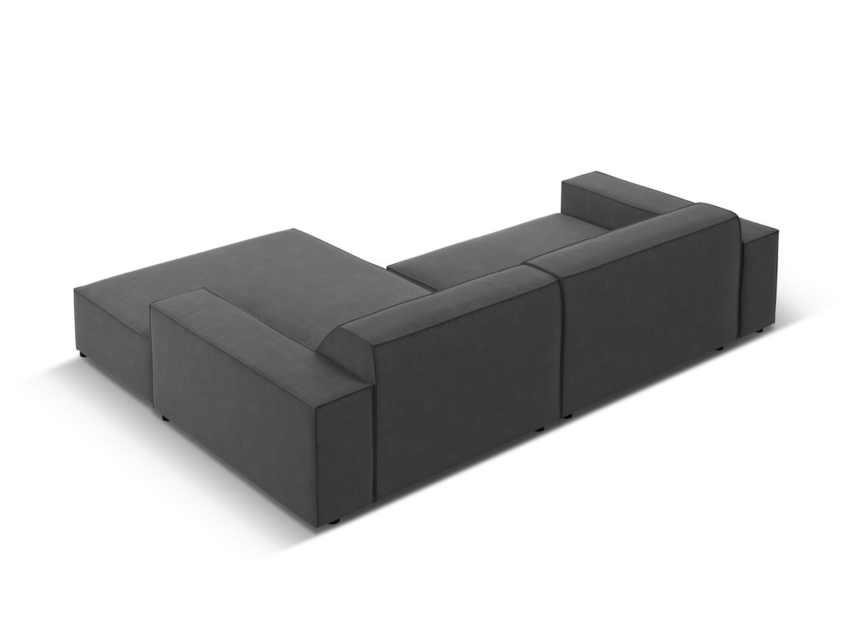 Jodie Velour modulares Ecksofa rechts 3 Sitzer in Grey-Bluvel präsentiert im Onlineshop von KAQTU Design AG. L-Sofa rechts ist von Micadoni