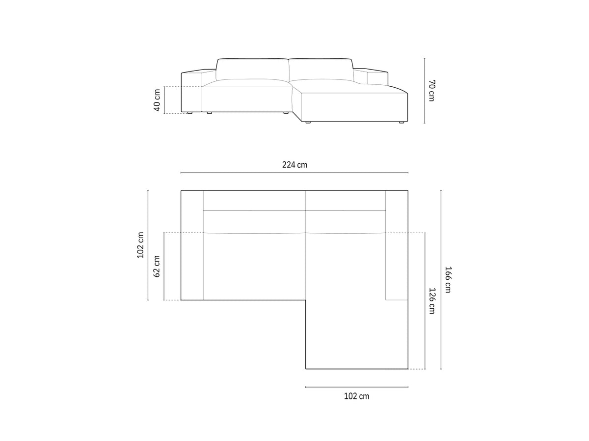 Jodie Velour modulares Ecksofa rechts 3 Sitzer in Dark Beige-Bluvel präsentiert im Onlineshop von KAQTU Design AG. L-Sofa rechts ist von Micadoni