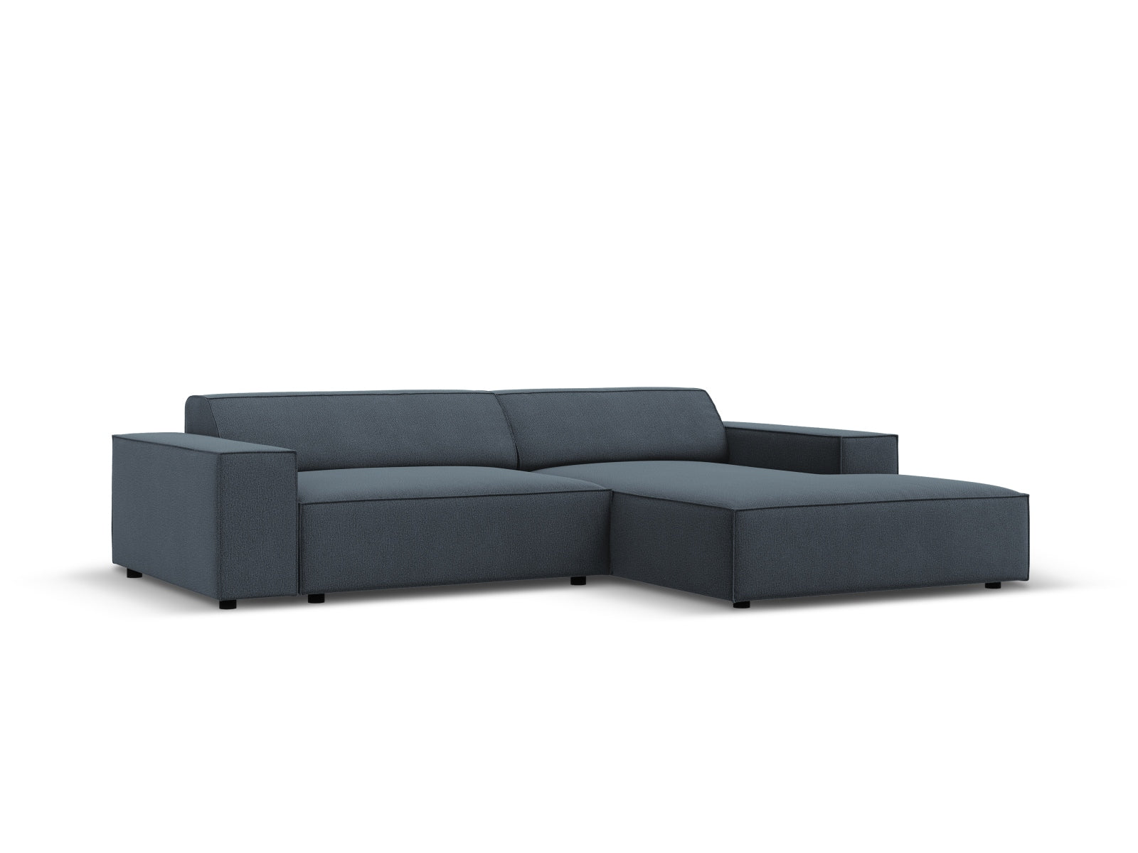 Elegantes, modulares Ecksofa Jodie in Blau, ideal für stilvolle Wohnräume. Komfortables 3-Sitzer-Design von Micadoni.