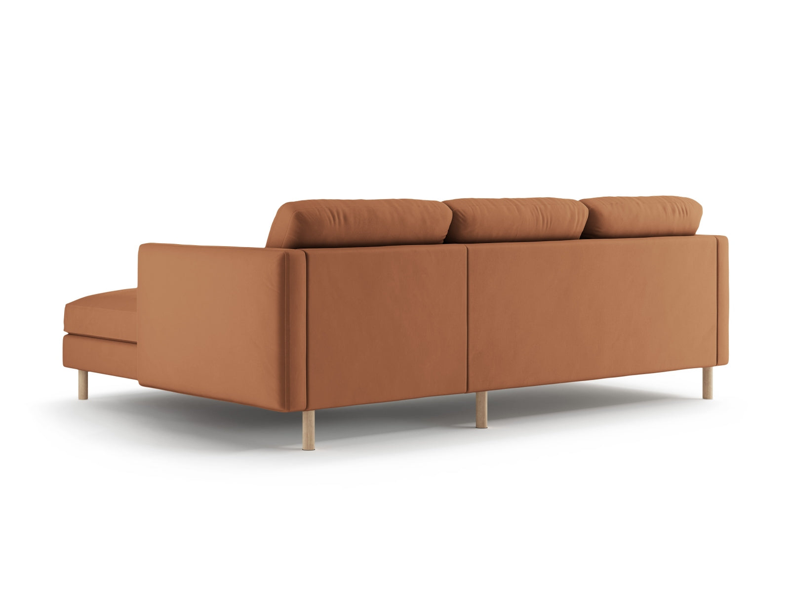 Gemütliches Eden Velour Ecksofa rechts, 3-Sitzer mit weichem Bezug, perfekt für entspannte Abende und stilvolle Einrichtung von Micadoni.
