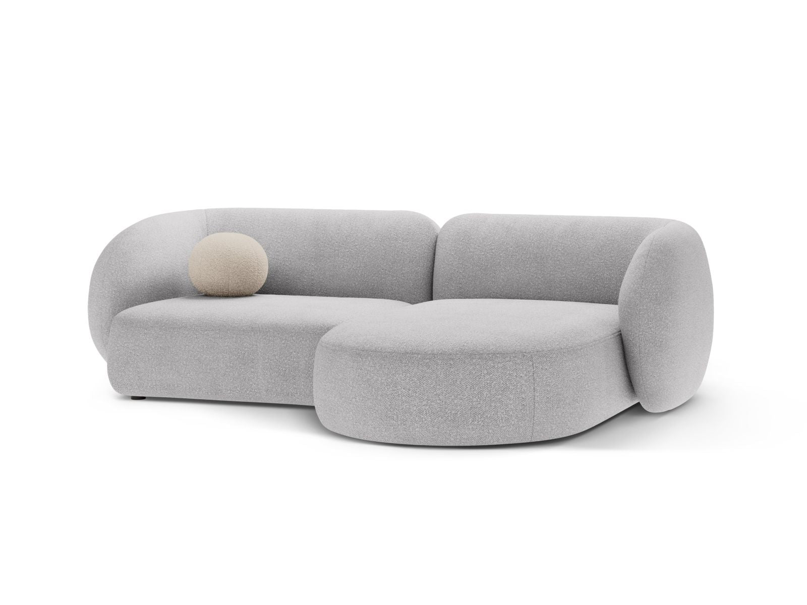 Stylisches 2-Sitzer Ecksofa Kate in hellem Grau, ideal für moderne Wohnräume, präsentiert von Micadoni.