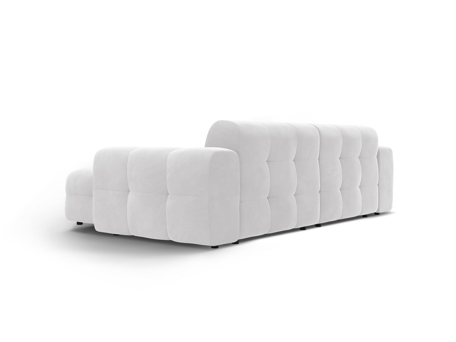 Elegantes Kendal Velour Ecksofa in stilvollem Grau, ideal für entspannte Abende. Geräumiges 4-Sitzer Design von Micadoni für Ihr Zuhause.