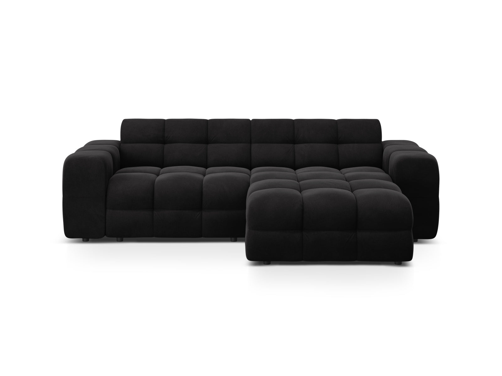 Kendal Velour Ecksofa rechts 4 Sitzer in Black präsentiert im Onlineshop von KAQTU Design AG. Ecksofa rechts ist von Micadoni